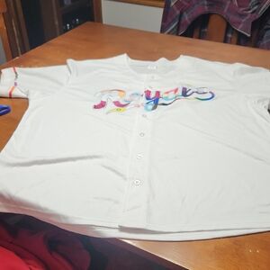White Men's Jersey with Multicolor Design